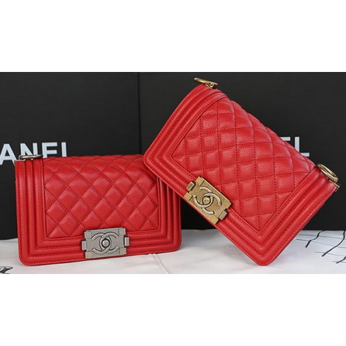 Boy Chanel mini Flap Bag Original Cannage Pattern A67085 Rojo