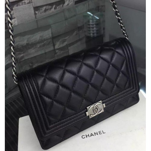 Boy Chanel mini Flap Bag Original Sheepskin A33814 Negro