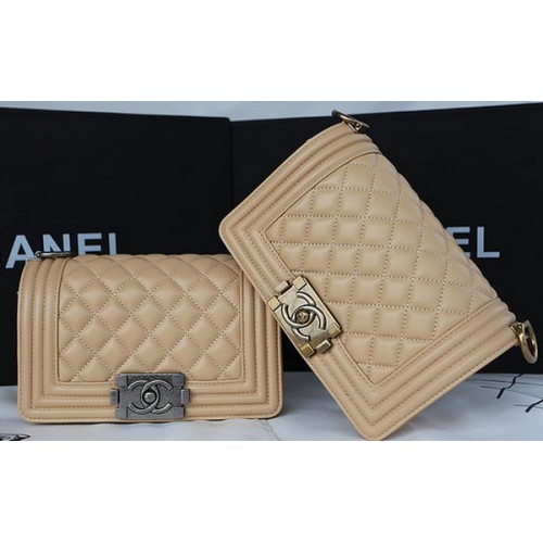 Boy Chanel mini Flap Bag Original Sheepskin A67085 Albaricoque
