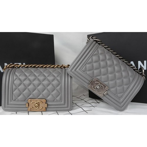 Boy Chanel mini Flap Bag Original Sheepskin A67085 Gris