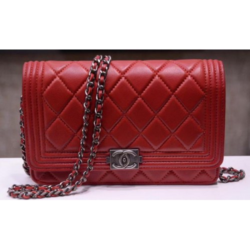 Boy Chanel mini bolsos con solapa Bright Cannage Pattern A33815 Borgoña
