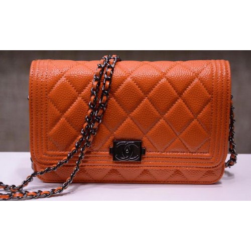 Boy Chanel mini bolsos con solapa Bright Cannage Pattern A33815 Naranja