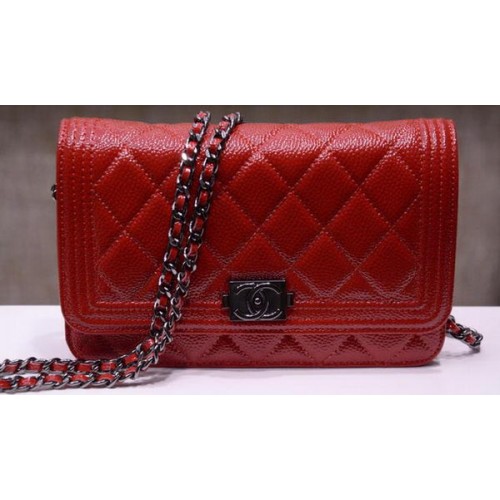 Boy Chanel mini Bolsos con solapa Patrón Cannage brillante A33815 Rojo