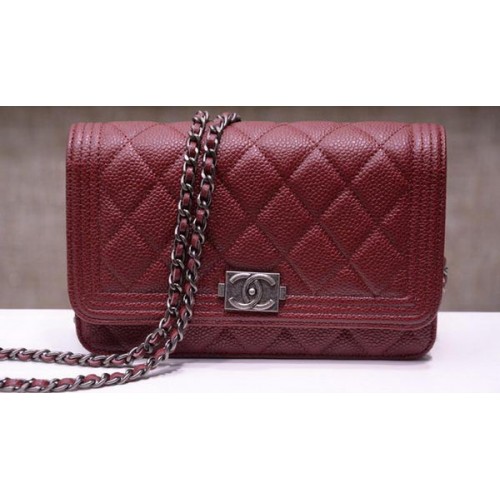 Boy Chanel mini bolsos con solapa Patrón Cannage A33815 Borgoña