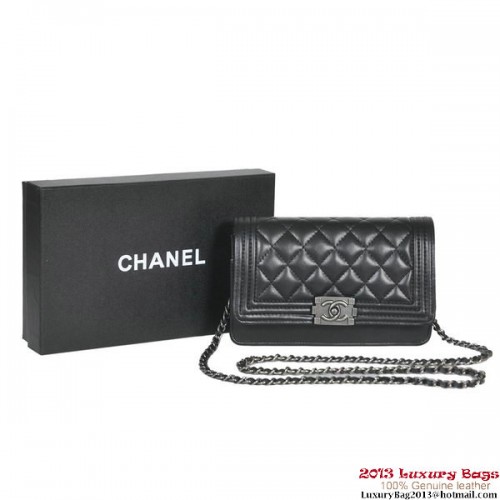 Boy Chanel mini bolso de hombro con solapa piel de oveja negro