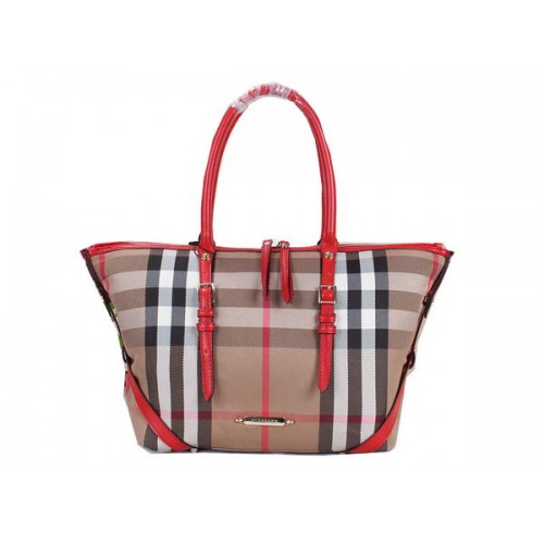 BurBerry House Check Saddlestitch bolso de hombro B20551 rojo