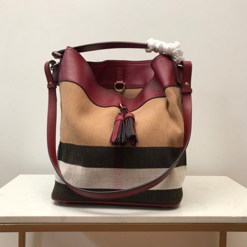 Bolso de hombro de cuero BurBerry 3982 Borgoña