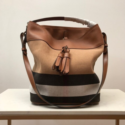Bolso de hombro de cuero BurBerry 3982 marrón