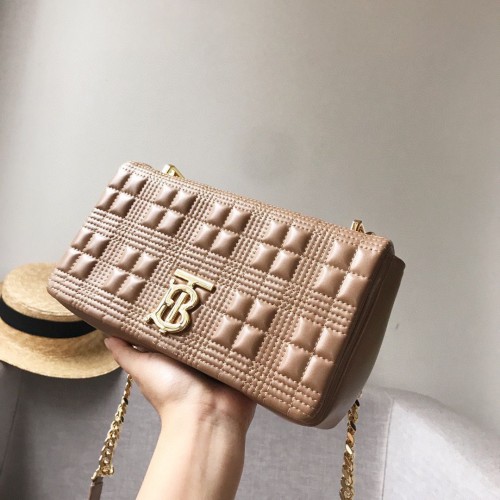 Bolso de hombro de cuero BurBerry 7462 Caqui