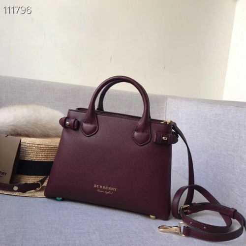 Bolso tote de cuero BurBerry 7461 Borgoña