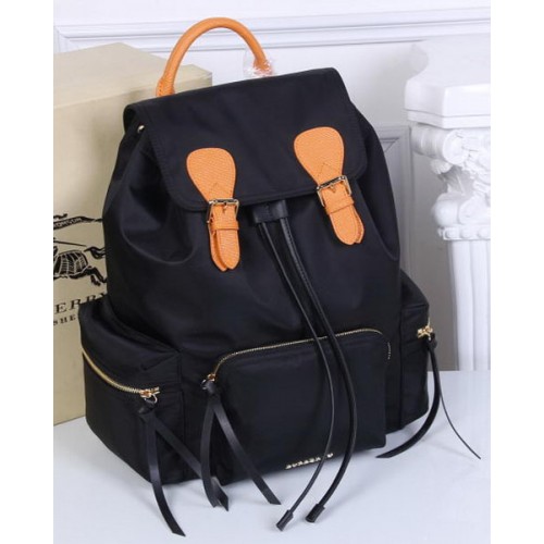 Burberry Mochila grande Tela BU41048 Negro y naranja