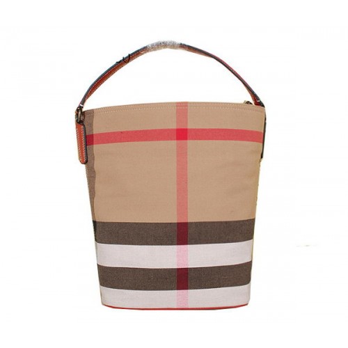 Burberry Medium Brit Check Hobo Bag 7700 Rojo