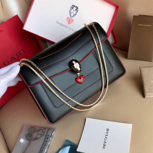 Bvlgari Forever serpenti in love Bolso de hombro de piel de becerro original 2466 negro