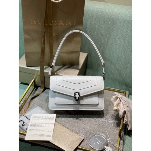 Bvlgari Serpenti Forever bandolera pequeña de cuero 292104 blanco