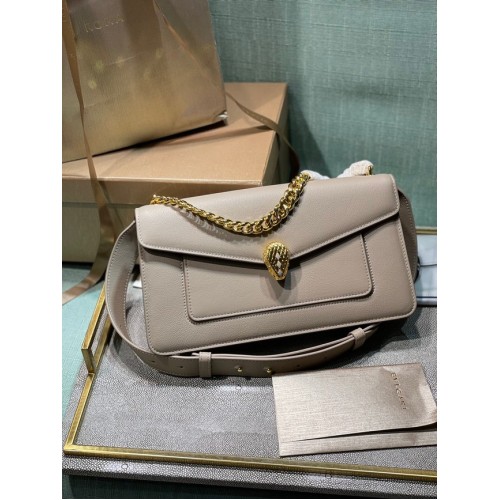 Bvlgari Serpenti Forever bandolera pequeña de piel 292833 gris