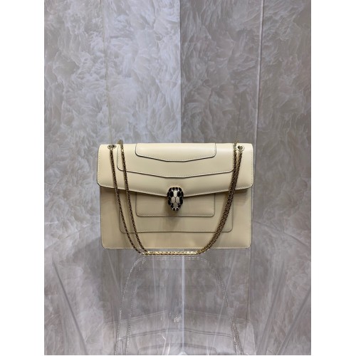 Bvlgari Serpenti Forever bandolera pequeña de piel 35106 crema