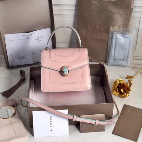 Bvlgari Serpenti Forever bandolera pequeña de piel 70736 Rosa