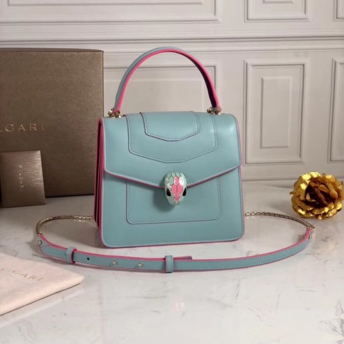 Bvlgari Serpenti Forever bandolera pequeña de piel 70736 azul claro