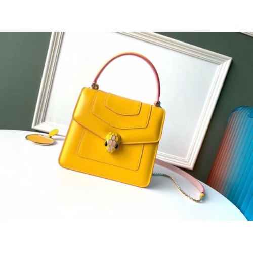 Bvlgari Serpenti Forever bandolera pequeña de piel 70736 amarillo