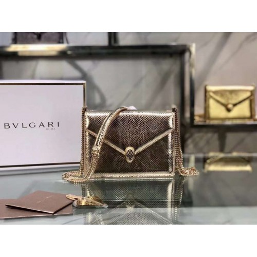 Bvlgari Serpenti Forever bandolera pequeña de piel B210544 dorado claro