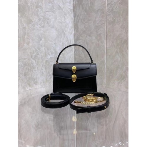 Bvlgari Serpenti Forever bandolera pequeña de piel B210755 Negro