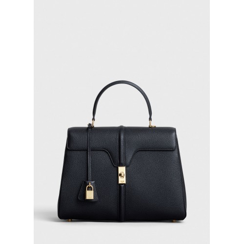 BOLSO MEDIANO 16 CELINE DE BECERRO SATINADO 187373 NEGRO