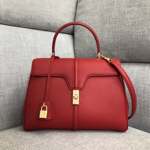 BOLSO MEDIANO 16 CELINE DE BECERRO SATINADO 187373 rojo