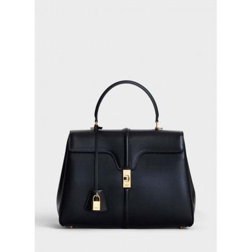 BOLSO MEDIANO 16 CELINE DE BECERRO SATINADO A187373 negro