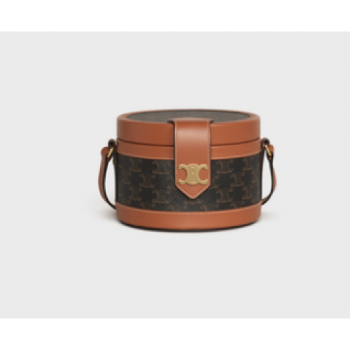 BOLSO TAMBOUR MEDIANO CELINE DE LONA TRIOMPHE 195192 marrón