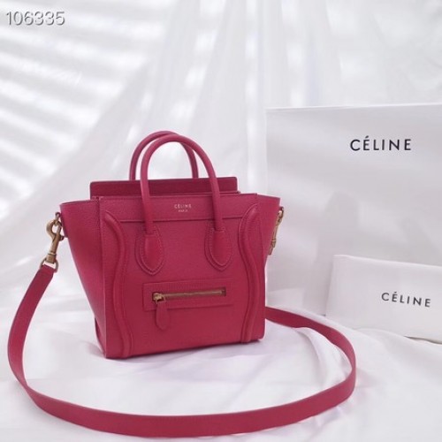 BOLSA DE EQUIPAJE CELINE NANO EN PIEL DE CORDERO LAMINADA 189244-16