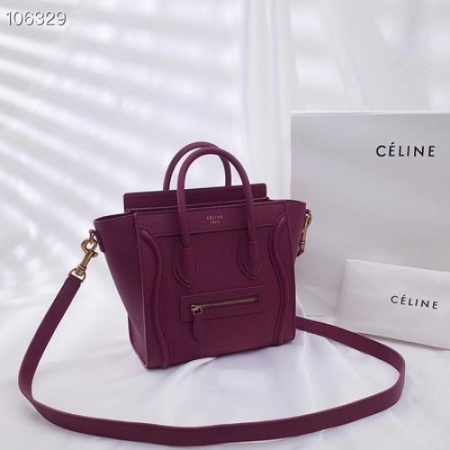 BOLSA DE EQUIPAJE CELINE NANO EN PIEL DE CORDERO LAMINADA 189244-18