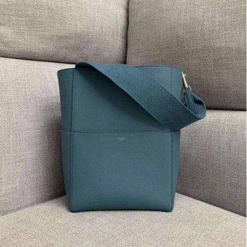 BOLSO SACO CELINE SANGLE DE SUAVE PIEL DE BECERRO GRANULADA 189593 AZUL