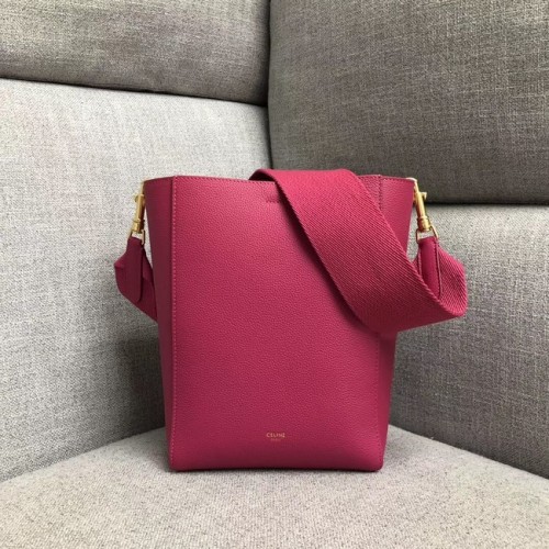 BOLSO SACO PEQUEÑO CELINE SANGLE DE SUAVE PIEL DE BECERRO GRANULADA 189303 ROSA