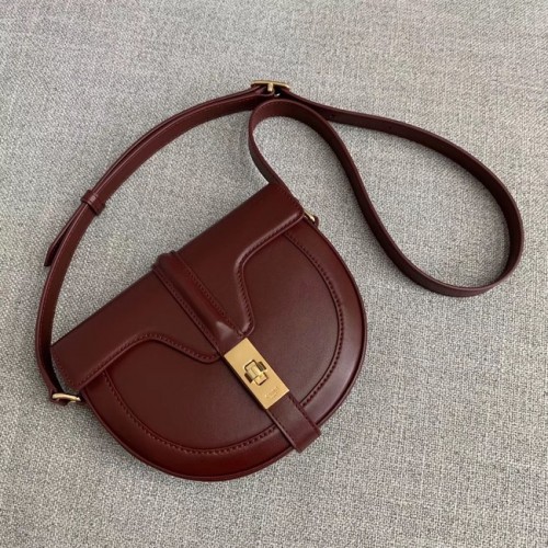 BOLSO BESACE 16 PEQUEÑO CELINE DE BECERRO SATINADO 188013 BURDEOS
