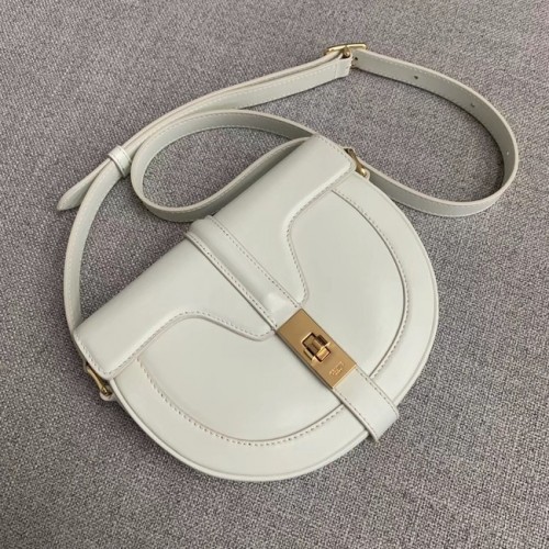 BOLSO BANDOLERA CELINE PEQUEÑO BESACE 16 DE BECERRO SATINADO 188013 BLANCO