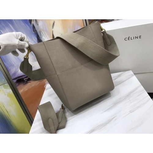 Bolso CELINE Sangle Seau en piel de becerro C3369 Albaricoque