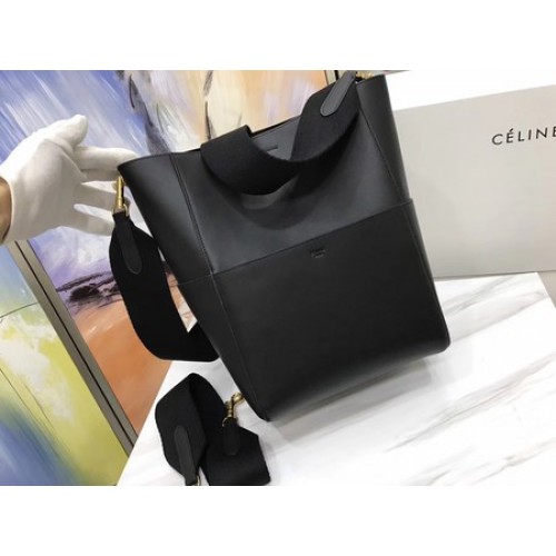CELINE Bolso Sangle Seau en Piel Lisa C3371 Negro CELINE Bolso Sangle Seau en Piel Lisa C3371 Negro