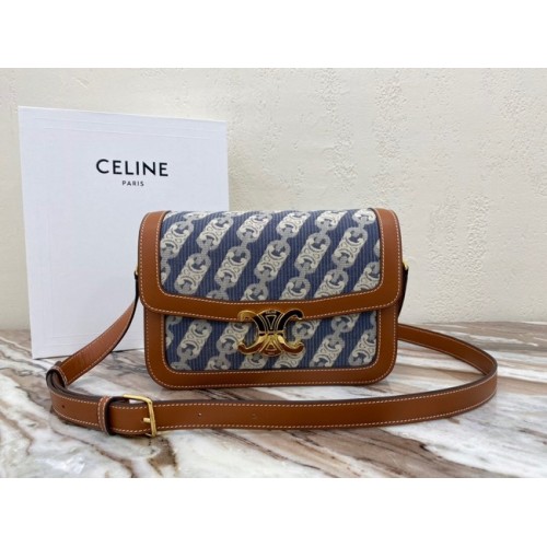 BOLSO CELINE TRIOMPHE DE TEXTIL Y PIEL DE BECERRO NATURAL 18888 Marrón