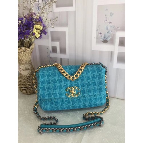 Bolso con solapa CHANEL 19 AS1160 azul