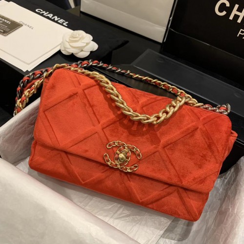 Bolso con solapa CHANEL 19 AS1160 naranja