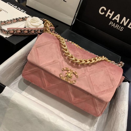 Bolso con solapa CHANEL 19 AS1160 rosa