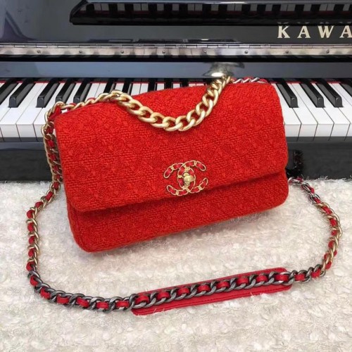Bolso con solapa CHANEL 19 AS1160 rojo
