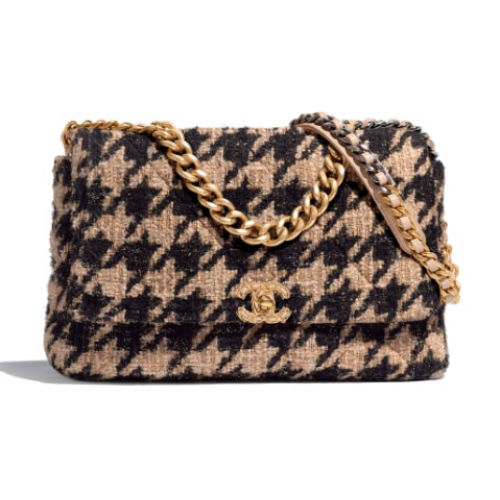 Bolso con solapa CHANEL 19 AS1162 albaricoque y negro