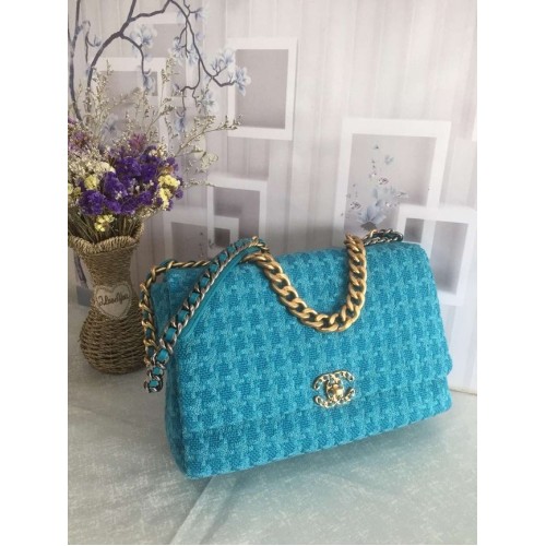 Bolso con solapa CHANEL 19 AS1162 azul