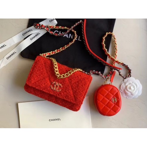Bolso con solapa CHANEL 19 WOC 33817 rojo