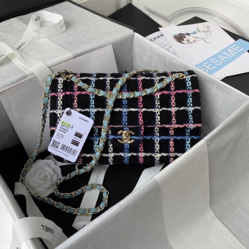 Bolso con Solapa CHANEL 19 Tweed de Lana-Metal acabado dorado AS1161 NEGRO