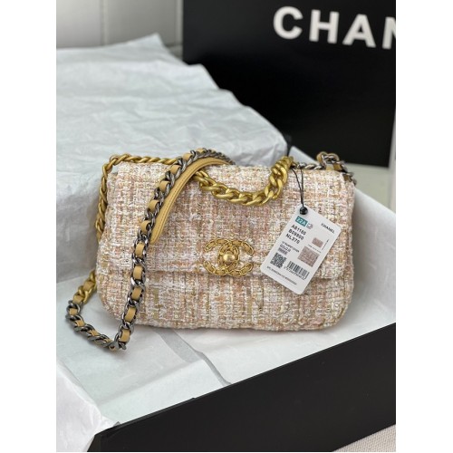 BOLSO DE MANO CHANEL 19 AS1160&AS1161 rosa claro