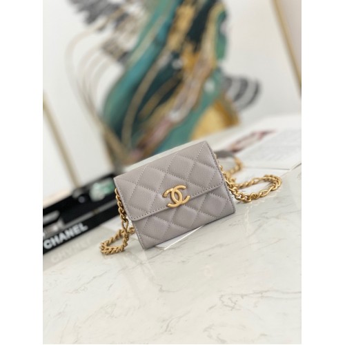 CLUTCH CHANEL CON CADENA 81156 GRIS