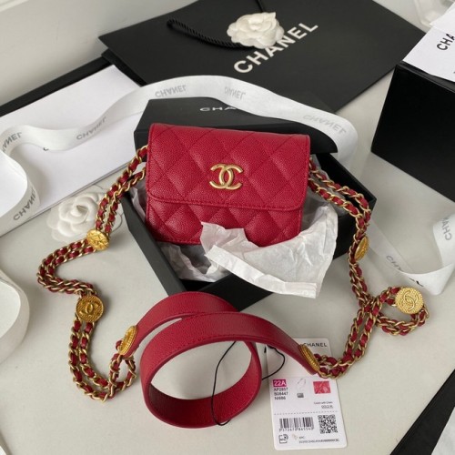 CLUTCH CHANEL CON CADENA AP2857 rojo oscuro