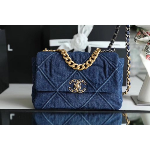 CHANEL Bolso Denim 19 Flap AS1160 AS1161 AS1162 azul